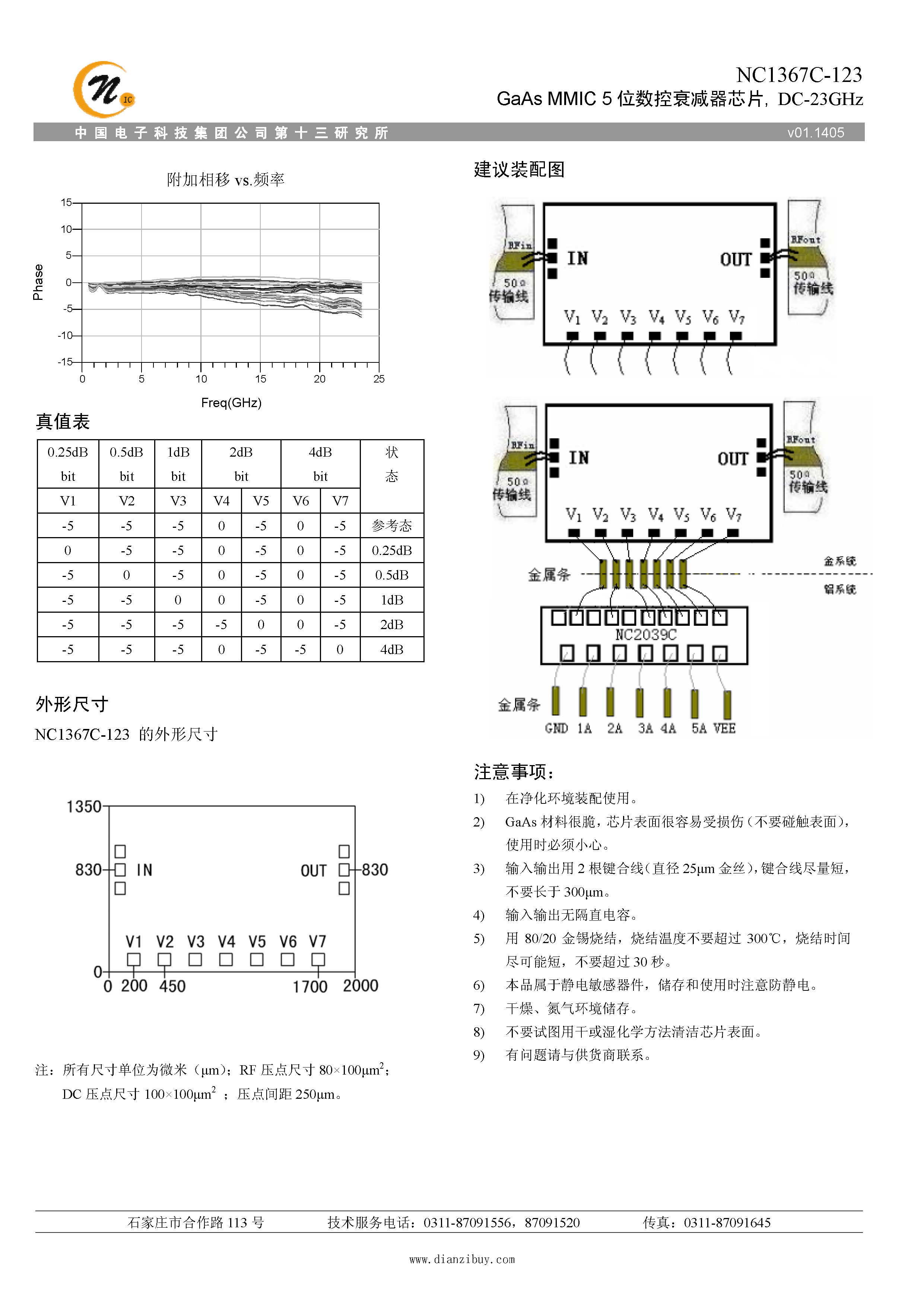 数控衰减器芯片Nc1367c-123